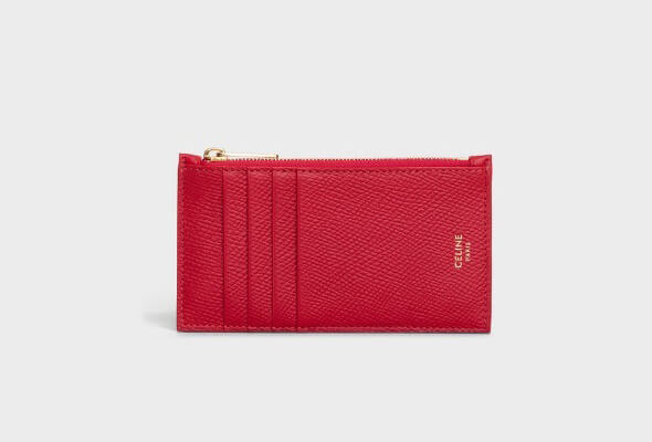 2019新作【セリーヌコピー セリーヌ】ZIPPED COMPACT CARD HOLDER IN GRAINED CALFSKIN